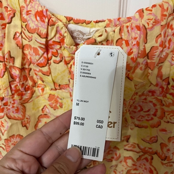 NWT Billabong x Wrangler Women's Mini Dress Yellow Orange Far & Away Floral med - Picture 7 of 9